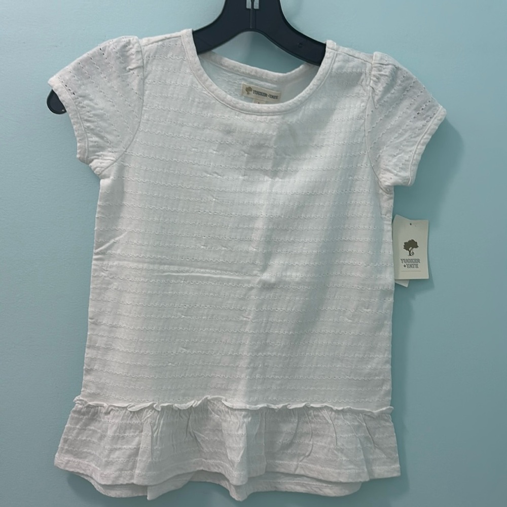 Tucker and Tate white top with ruffle on bottom